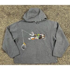 Vintage Warner Bros Studio Sweatshirt Looney Tunes Embroidered Hoodie Sz Medium